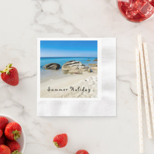 Summer Holiday Beautiful beach photo with text Napkin