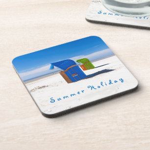 Summer holiday blue Beach chair photo with text Coaster