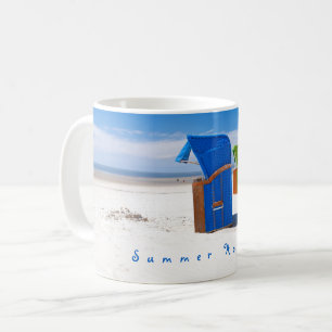 Summer holiday blue Beach chair photo with text Coffee Mug