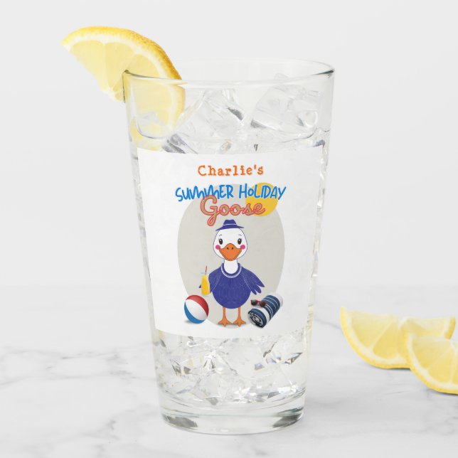 Summer Holiday Goose Beach Themed Cute Cartoon Glass (Front Ice)