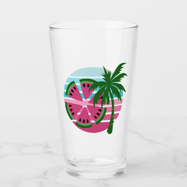 Summer Holiday Palm Tree Glass (Front)