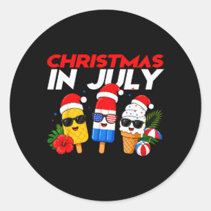 Summer Holiday Popsicles Ice Cream Santa Hat Classic Round Sticker