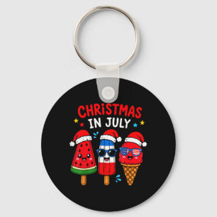 Summer Holiday Shirt Funny Ice Cream With Santa Key Ring