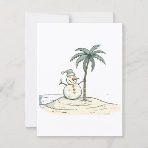 Summer Holiday Snowman Tropical Beach vibe Island Postcard