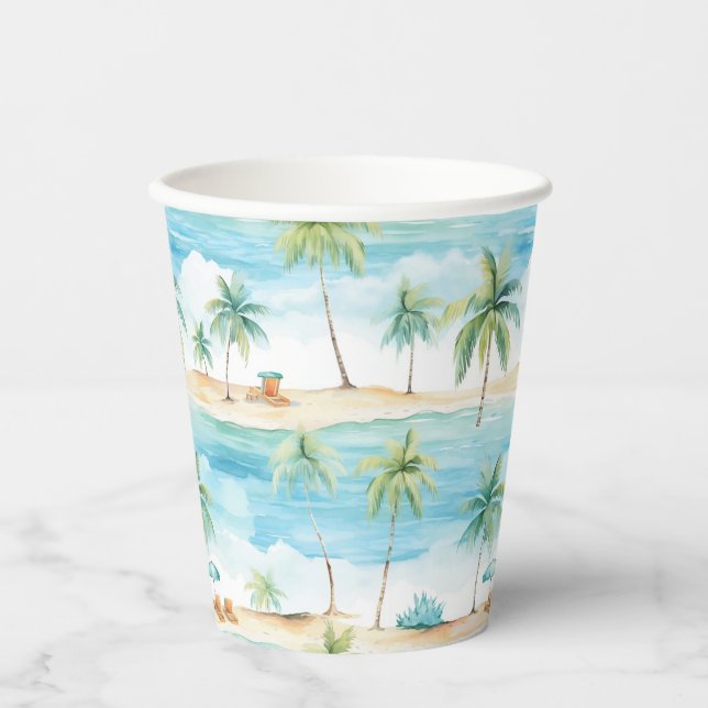 Summer Holidays Beach Palm Trees - Paper Cups (Front)