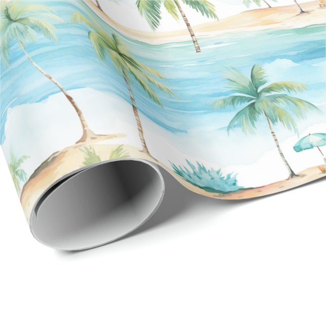 Summer Holidays Beach Palm Trees - Wrapping Paper (Roll Corner)