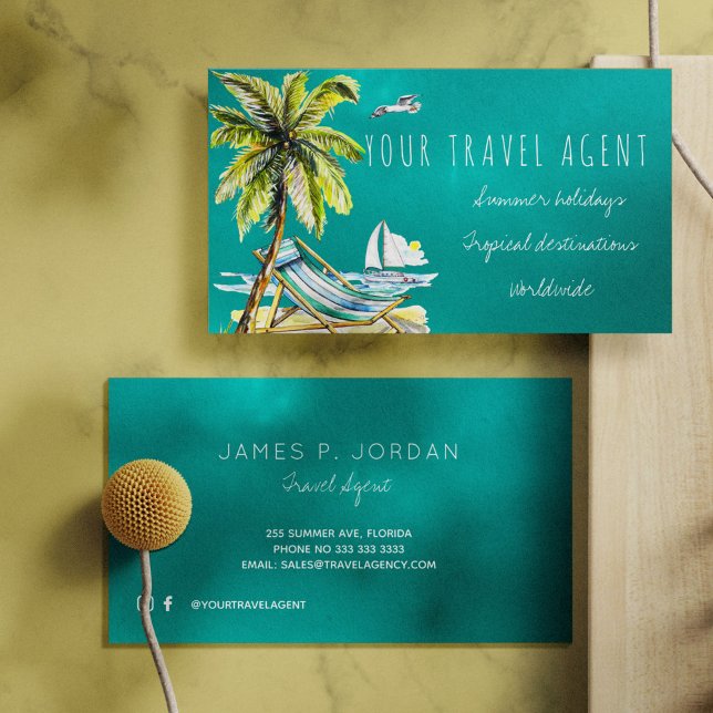 Summer holidays travel agent business cards (Creator Uploaded)
