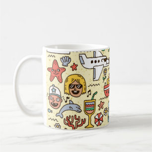 Summer Holidays Travel Doodle Set Coffee Mug