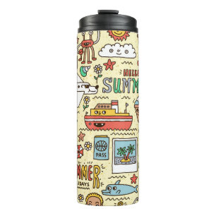 Summer Holidays Travel Doodle Set Thermal Tumbler