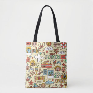 Summer Holidays Vacation Travel Funny Doodle vinta Tote Bag