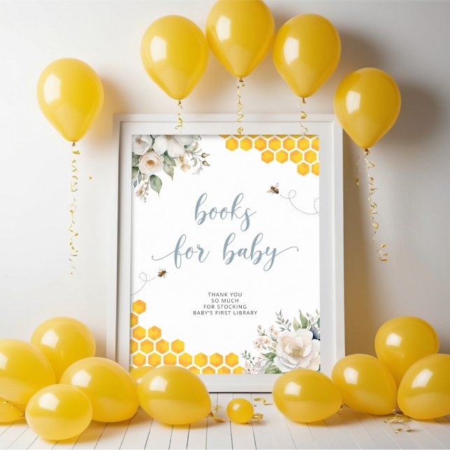 Summer Honey Bee Baby Shower Books For Baby Poster (Creator Uploaded)
