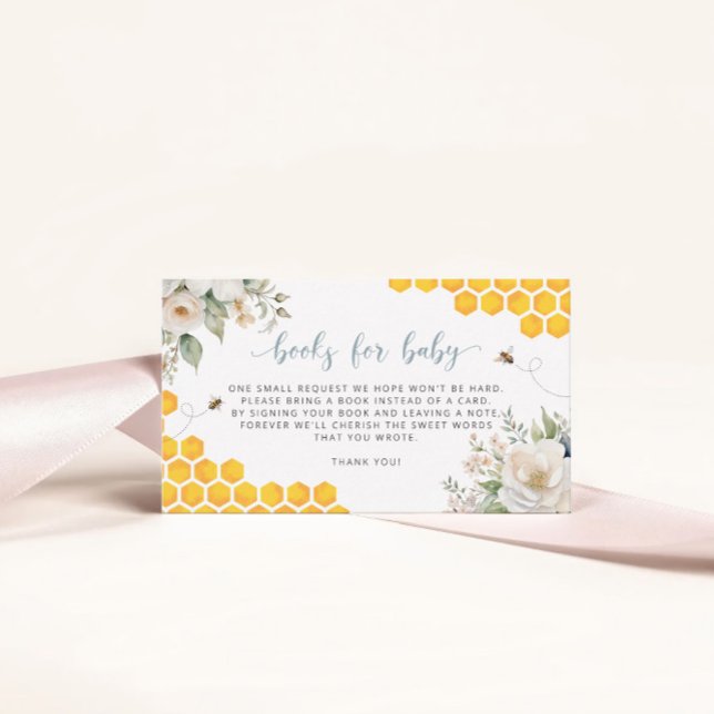 Summer Honeycomb White Flowers Books For Baby Enclosure Card (Creator Uploaded)