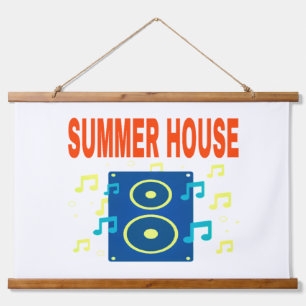 SUMMER HOUSE SPEAKER & NOTES RED FONTS  HANGING TAPESTRY