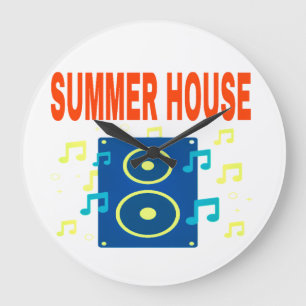 SUMMER HOUSE SPEAKER & NOTES RED FONTS  LARGE CLOCK