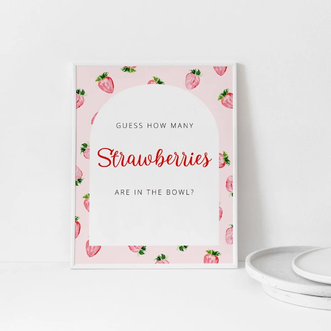 Summer How Many Strawberries Baby Shower Sign (Creator Uploaded)