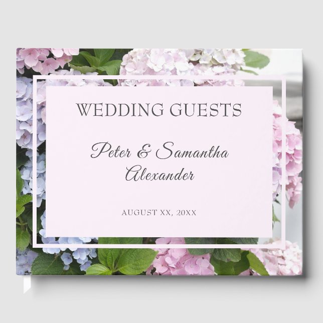 Summer Hydrangea Blossoms Wedding Guest Book (Front)