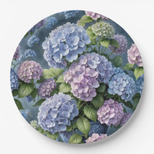 Summer Hydrangea Garden Paper Plate