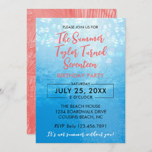 Summer I Turned Seventeen Underwater Birthday Invitation