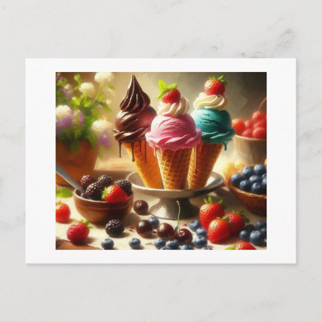 Summer Ice Cream and Fruit,  Postcard (Front)