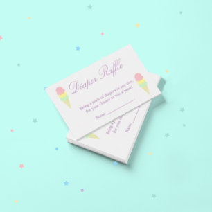 Summer Ice Cream Baby Shower Diaper Raffle Card