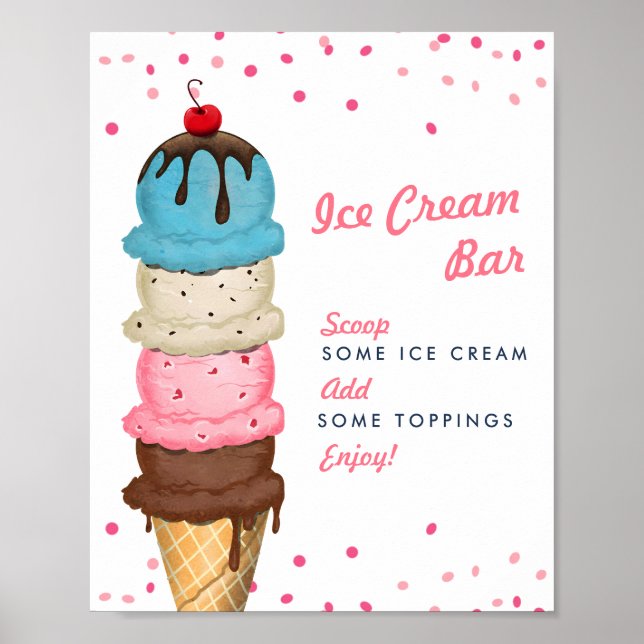 Summer Ice Cream Bar Bridal Shower Poster (Front)