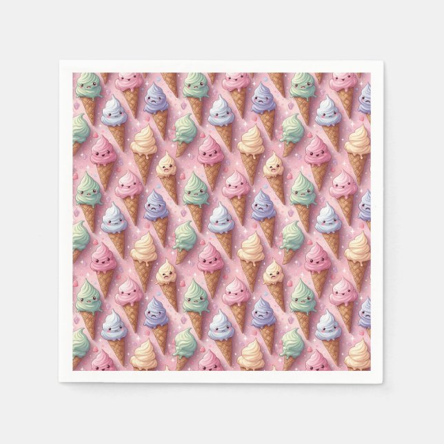 Summer Ice Cream Cone Collection Napkin (Front)
