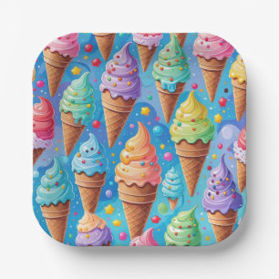 Summer Ice Cream Cone Collection Paper Plate
