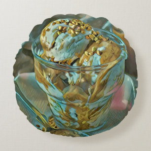 Summer ice cream cone round cushion