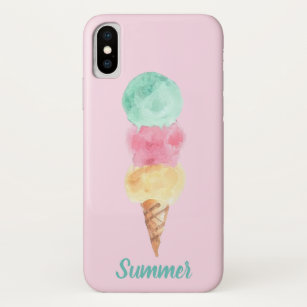 Summer Ice Cream Cone Watercolor Dessert Case-Mate iPhone Case