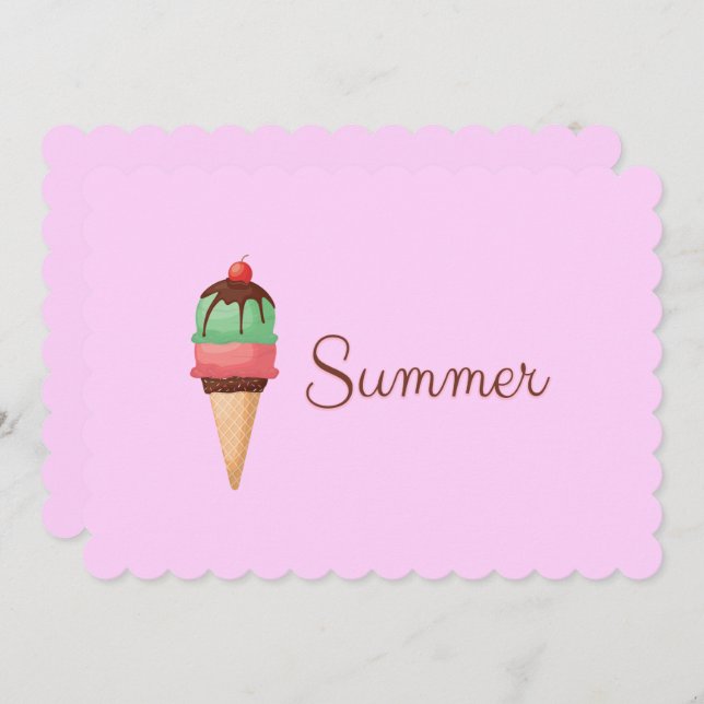 Summer Ice Cream End of School Party Invitation (Front/Back)