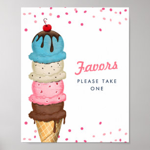 Summer Ice Cream Favours Bridal Shower Poster