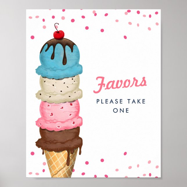 Summer Ice Cream Favours Bridal Shower Poster (Front)