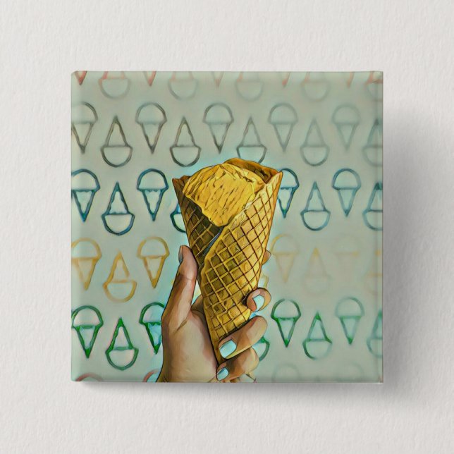 Summer ice cream lovers 15 cm square badge (Front)