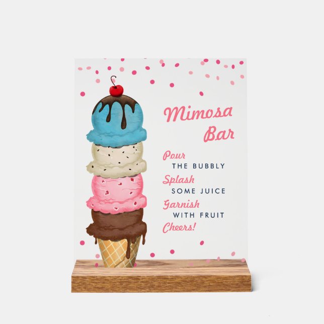 Summer Ice Cream Mimosa Bar Bridal Shower Acrylic Sign (Front)