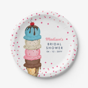 Summer Ice Cream Modern Bridal Shower Paper Plate