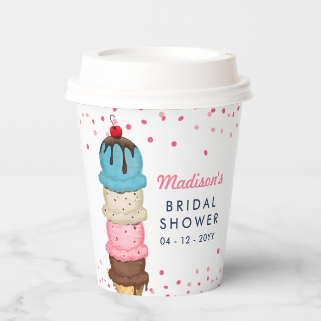 Summer Ice Cream Modern Bridal Shower Thank You Paper Cups (Front)