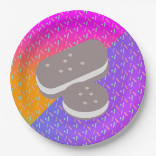 Summer Ice Cream Neon Sprinkles Party Pattern Paper Plate