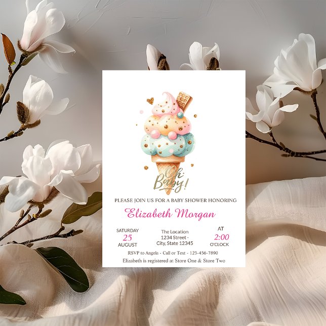 Summer Ice cream Oh Baby Baby Shower  Invitation (Creator Uploaded)