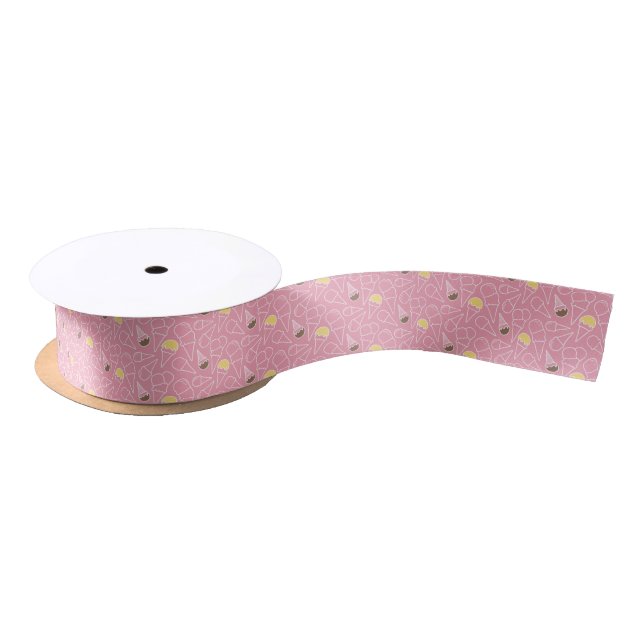 Summer Ice Cream Pattern Satin Ribbon (Spool)
