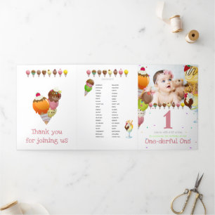 Summer ice cream photo party Tri-Fold invitation