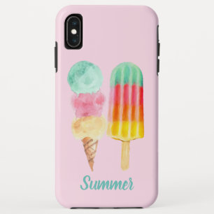 Summer Ice Cream Popsicle Watercolor Dessert iPhone XS Max Case