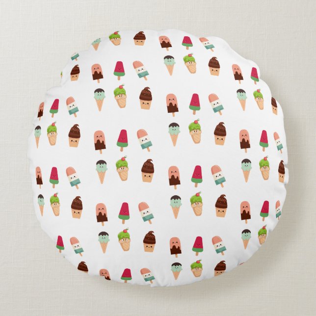summer ice cream round cushion (Front)
