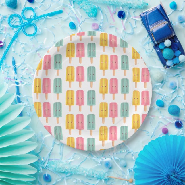 Summer Ice Cream Sticks Paper Plate (Party)