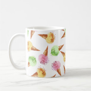 Summer Ice Cream Watercolor Pattern. Coffee Mug