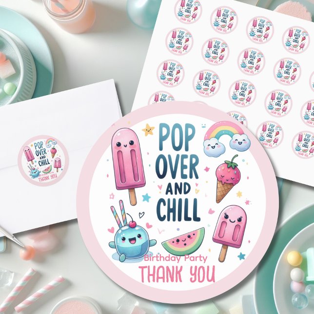 Summer Ice Pop Popsicle Ice Cream Birthday Kids Classic Round Sticker (Creator Uploaded)