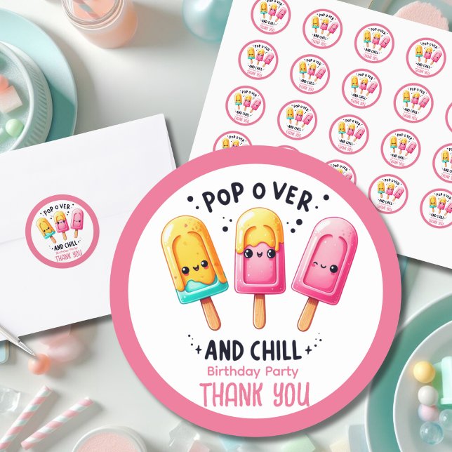 Summer Ice Pop Popsicle Ice Cream Birthday Kids Classic Round Sticker (Creator Uploaded)