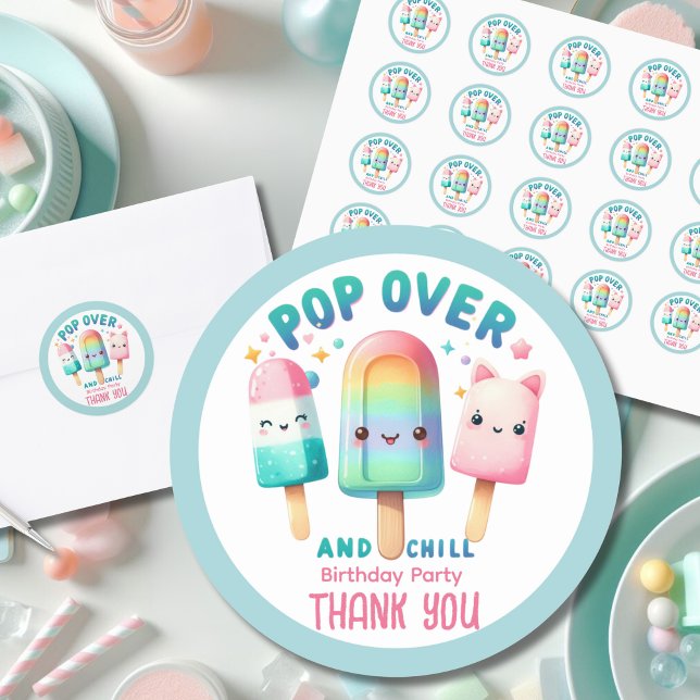 Summer Ice Pop Popsicle Ice Cream Birthday Kids Classic Round Sticker (Creator Uploaded)