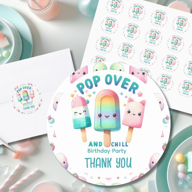 Summer Ice Pop Popsicle Ice Cream Birthday Kids Classic Round Sticker (Creator Uploaded)