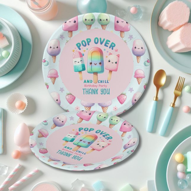 Summer Ice Pop Popsicle Ice Cream Birthday Kids Paper Plate (Creator Uploaded)