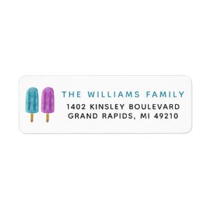 Summer Ice Pops Blue & Purple Party Return Address Label